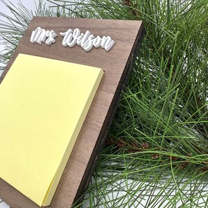 Personalized Sticky Notepad Holder, Teacher Christmas Gift, Gift from Student, Custom Teacher Gift, Office Gift, Postit Note Holder, Desktop image 2