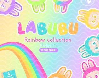 Clip art Labubu Rainbow Collection PNG Illustrations labubu