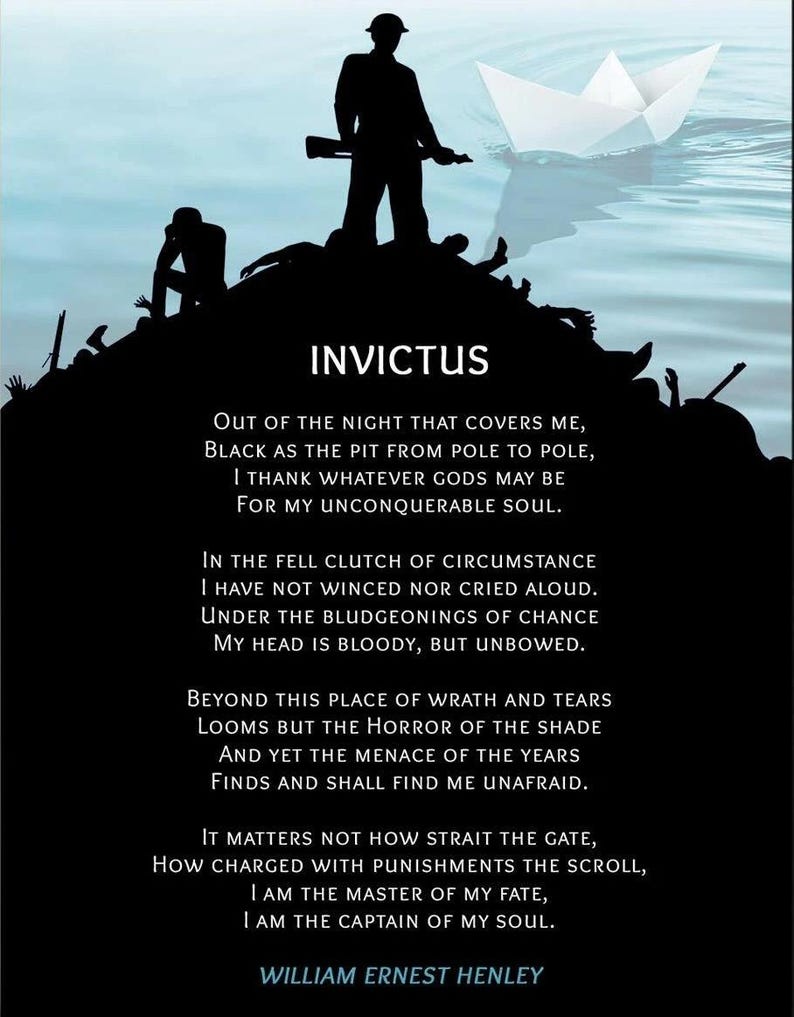 Invictus Message Invictus Poem Motivational Quote Poster Print Framed Wall Art - Etsy