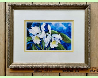 Vintage Limited Signed Giclee Print Cattleya Orchids Joan Heflin Rankin Framed Orchid