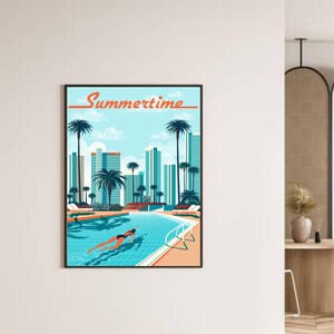 Cartel publicitario retro de viajes de verano en Estados Unidos