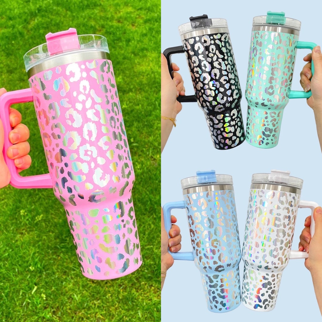 40oz Holographic Leopard Print Tumbler Stanley 40oz Tumbler Gift for ...