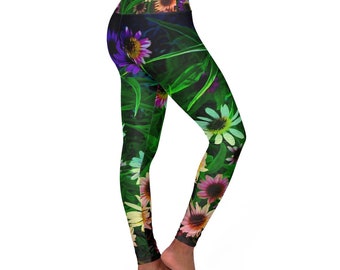 High Waisted Yoga Leggings, Rave leggings, festival leggings, printed yoga leggings, festival outfit, flower print, Abstract Original Art