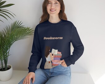 Sudadera de cuello redondo de mezcla pesada unisex Bookworm