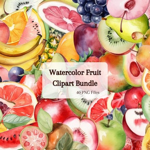 Pacchetto Clipart frutta acquerello, file digitali PNG e SVG, frutta acquerello, clipart frutta, clipart acquerello, frutta