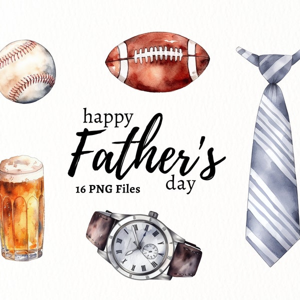 Father's Day Clipart Bundle, Watercolor Clipart, PNG Digital Files, Father's Day Digital PNG, Father's Day Party, PNG clipart, Svg clipart