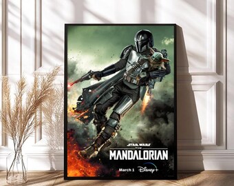 The Mandalorian TV Series Poster Glossy Print Quality Star Wars Pedro Pascal Wall Art Home decor