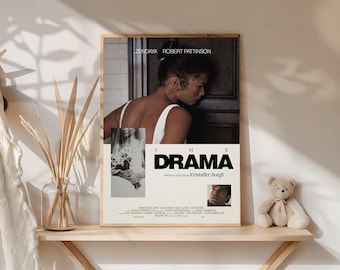 The Drama Movie Poster 2026 Zendaya & Robert Pattinson Minimalist Romantic Drama Film Elegant Cinematic Wall Art Print