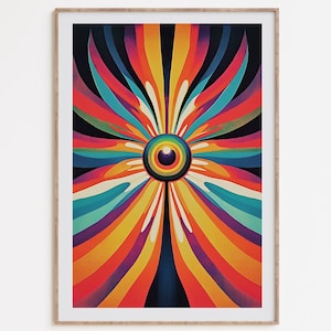 Arte de pared psicodélico y alucinante / Decoración retro bohemia / Póster psicodélico / Decoración de pared de los años 70 / Arte colorido / Descarga digital instantánea