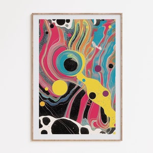 Psychedelic Poster, abstract trippy art, psychedelic wall decor, surreal space art, 1970s wall art, retro sci-fi art, digital download