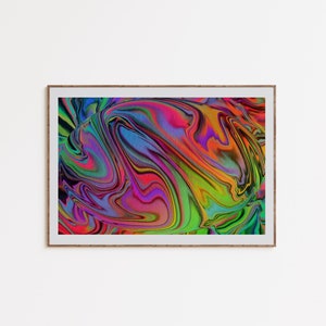 Stoner Art, descarga psicodélica, póster retro de los años 70, impresión trippy de neón, arte de dormitorio y2k, arte abstracto de neón, arte imprimible, descarga digital