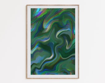 Green Psychedelic Art, 70s trippy poster, retro groovy print, 2000s aesthetic decor, 90s wavy art, Y2k aesthetic, instant digital download