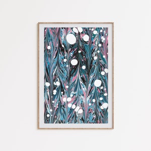 Marbling Art, impresión estética y2k, póster azul y rosa, decoración de pared de los años 70, póster psicodélico, arte trippy, abstracto colorido, descarga digital