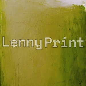 May include: Abstract painting with a gradient of light green to dark green. The painting has a textured surface and the text "Lenny Print" is visible in the center of the image.