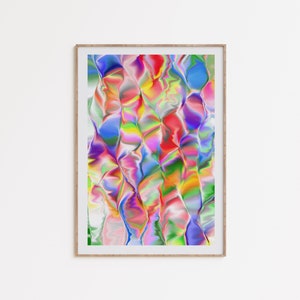 Rainbow Chrome Art, retro psychedelic poster, trippy poster, 2000s aesthetic art, abstract gradient, colorful chromatic, digital download