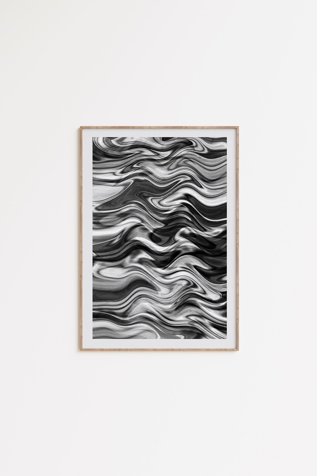 Black and White Trippy Art, Monochrome Retro Print, Psychedelic Digital
