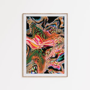 Download digital psicodélico, arte de parede alucinante, pôster colorido, arte abstrata do arco-íris, decoração de parede dos anos 70, arte de stoner, arte para impressão