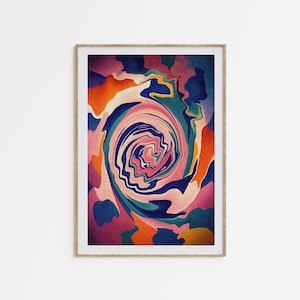 Cartel Trippy colorido, arte psicodélico, impresión retro groovy, decoración de pared de los años 70, arte de goteo colorido, estética Y2k, descarga digital instantánea
