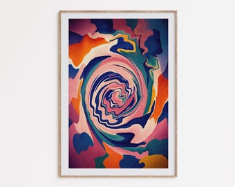 Colorful Trippy Poster, psychedelic art, retro groovy print, 70s wall decor, colorful drip art, Y2k aesthetic, instant digital download