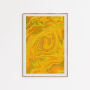 Arte amarillo de los años 70, arte colorido retro, arte abstracto mostaza, arte psicodélico de los años 70, cartel amarillo, arte trippy amarillo, descarga digital
