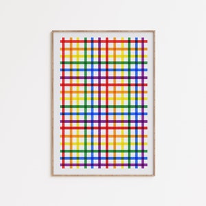 Simple LBGTQ Art, rainbow pride art, pride flag art, queer abstract art, LGBTQ Pride, rainbow grid art, digital download, printable art