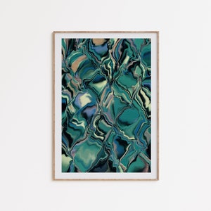 Green Trippy Art, cartel verde azulado, arte psicodélico, arte abstracto colorido, psicodélica de los años 70, arte de pared de los años 70, impresión de arte stoner, descarga digital