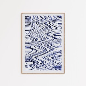 Arte abstracto de los años 70, cartel psicodélico, arte de pared trippy, estampado azul y blanco, decoración de los años 70, cartel de arte fumeta, descarga digital