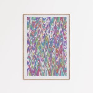 Colorido arte trippy, impresión retro de los años 70, arte psicodélico del arco iris, cartel de dormitorio femenino, decoración de pared hippie, arte digital imprimible