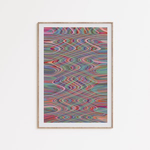 Retro Trippy Art, impresión psicodélica, arte groovy de los años 70, cartel colorido, arte abstracto ondulado, arte en color de los años 70, arte imprimible, descarga digital