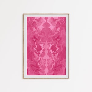 Arte rosa de los años 70, arte psicodélico fucsia, arte de pared rosa fuerte, cartel rosa trippy, arte hippie femenino, impresión rosa groovy, descarga digital