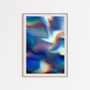 Arte psicodélico imprimible, póster psicodélico azul, descarga de arte de los años 70, arte de pared azul, impresión cromática, arte abstracto colorido, descarga imprimible