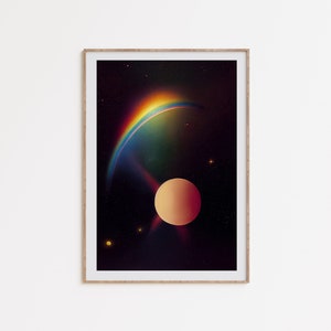 Space Art Download, retro sci-fi print, galaxy poster, science fiction art, retrofuturism, space painting, digital download, printable art