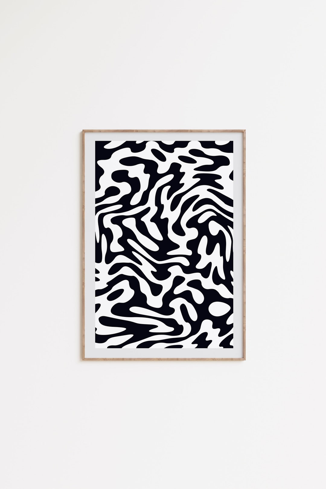 Black and White Psychedelic Art, Trippy Poster, Monochromatic Print