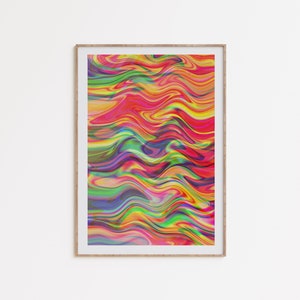 Colorful Retro Art, psychedelic digital download, vibrant trippy wall art, colorful poster,  70s wall decor, rainbow stoner artwork