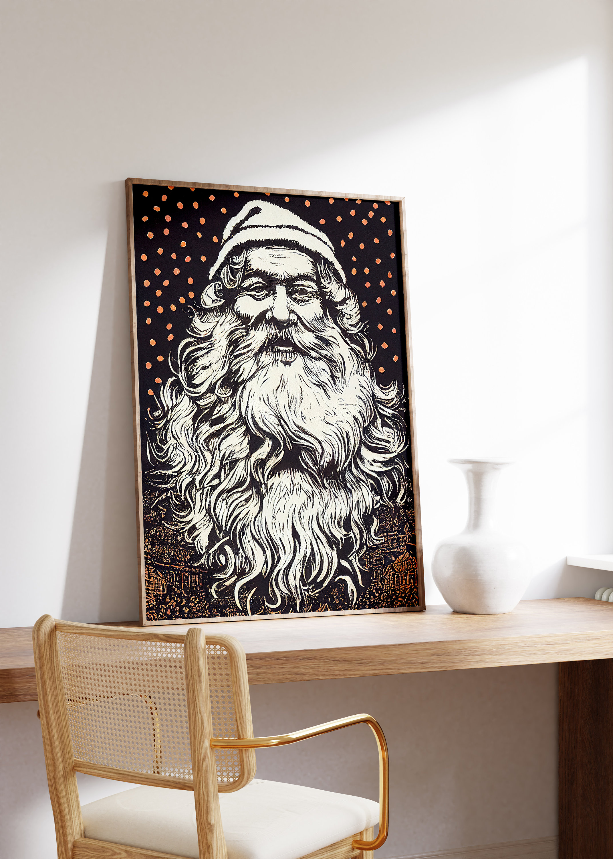 Vintage Santa Art Printable , Christmas Poster, Retro Santa Clause ...