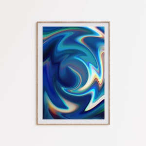 Arte psicodélico azul, arte de pared retro de los años 70, arte trippy azul, cartel groovy, cartel hippie, arte boho azul, descarga digital, arte imprimible