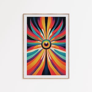 Arte de pared psicodélico, decoración bohemia retro, póster psicodélico, decoración de pared de los años 70, arte colorido, impresión enmarcada, psicodélico de los años 70