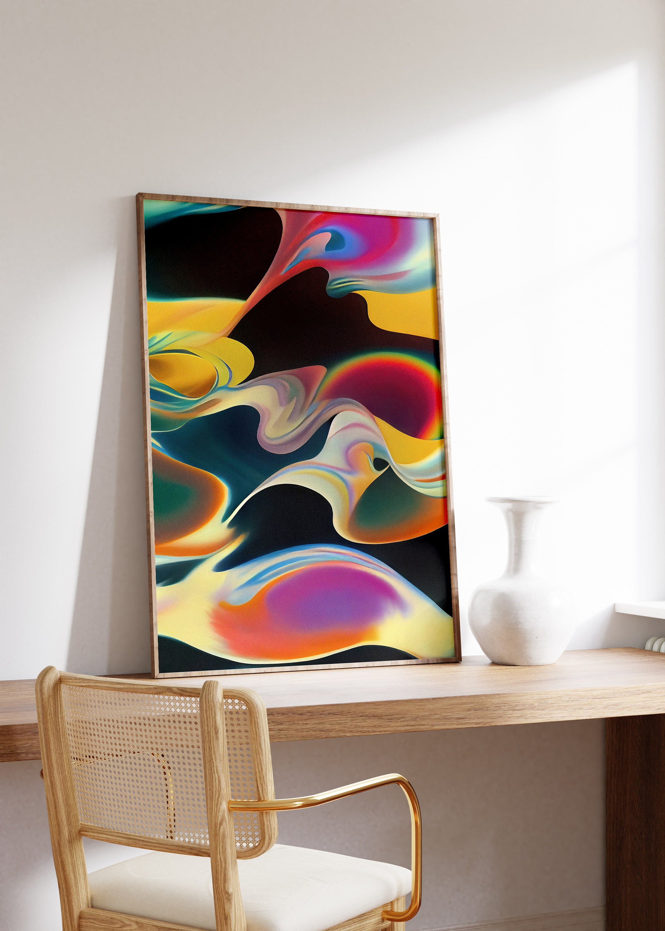 Fuscha Abstract Psychedelic 70s Art, Trippy Poster, Colorful Abstract Wall Art, Funky ...