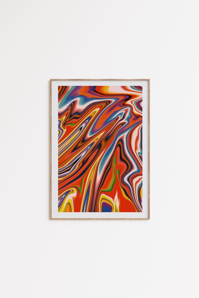 70s Art Download, Holographic Poster, Trippy Art, 1970s Wall Art