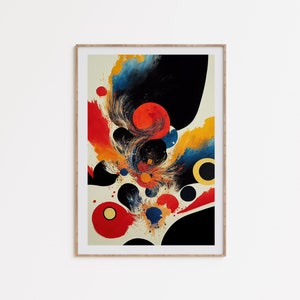 Arte de color primario, pintura abstracta moderna, impresión abstracta contemporánea, cartel amarillo azul rojo, expresionista abstracto, descarga digital