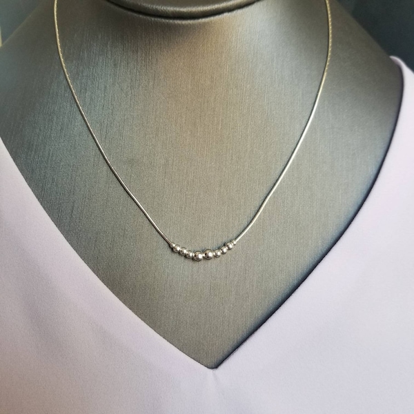 Liquid Silver Necklace/Silver Heishi Choker/ Teen Necklace/ 925 Beaded necklace/Handmade Made in USA