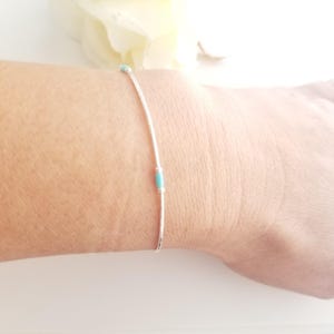 Pulsera Heishi de turquesa y plata de ley: Plata líquida, hecha a mano en EE. UU.