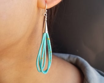 Turquoise Heishi Earrings/ Dangle Earrings/ Long Southwestern Handmade Earrings/ Handmade in USA