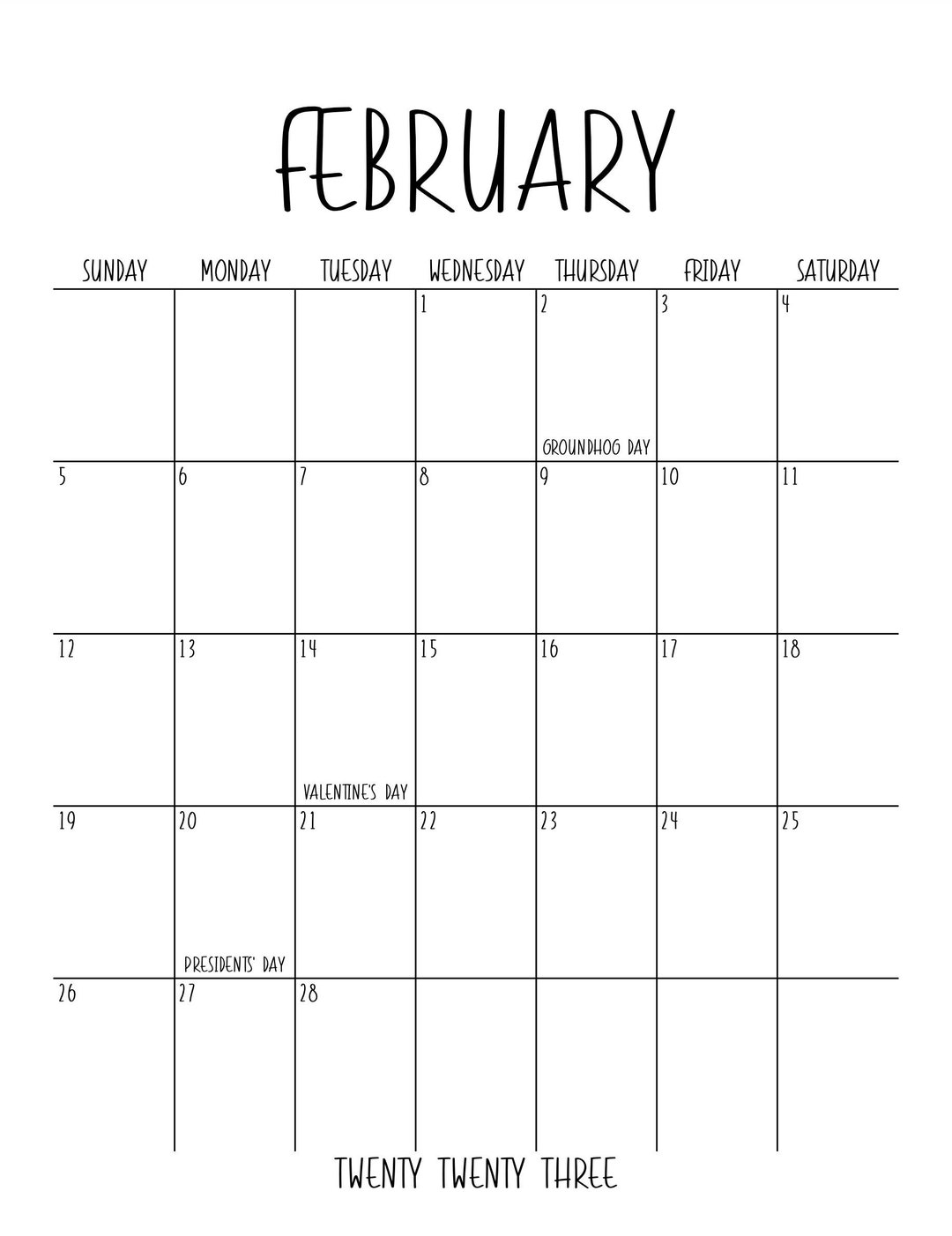 2023 Calendar Wall Calendar Monthly Calendar Digital Etsy