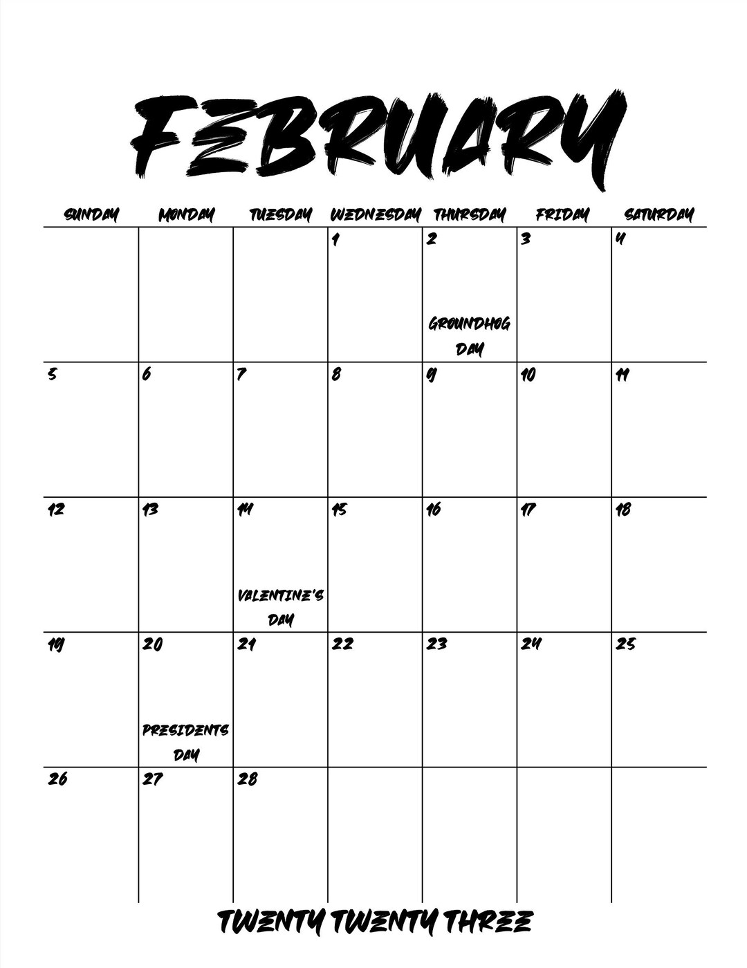 2023 Calendar Wall Calendar Monthly Calendar Digital Etsy