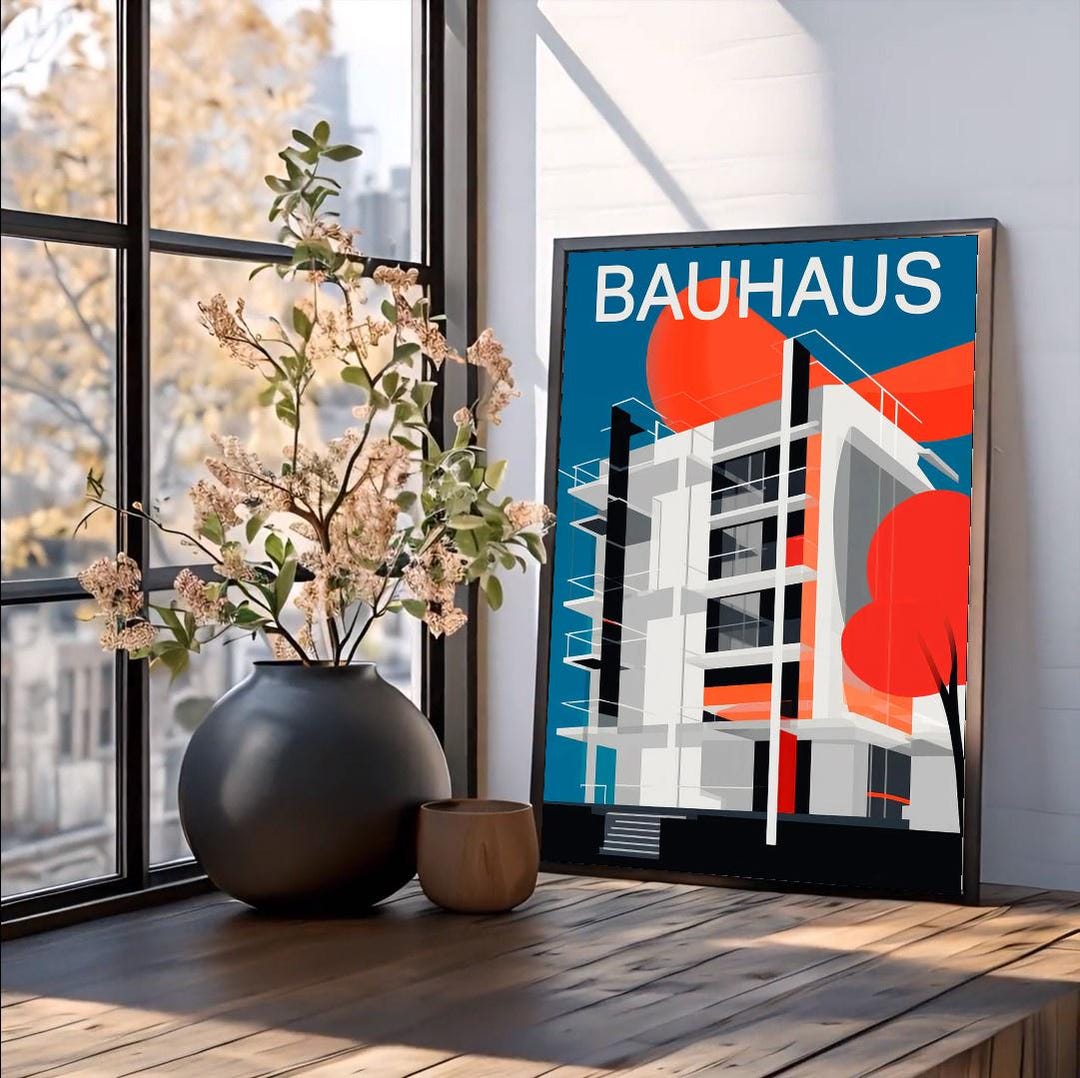 Bauhaus Architecture Art Print Bold Minimalist Poster Modern Wall Decor ...