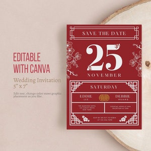 Chinese Calendar Wedding Invitation Card Template, Asian Wedding ...