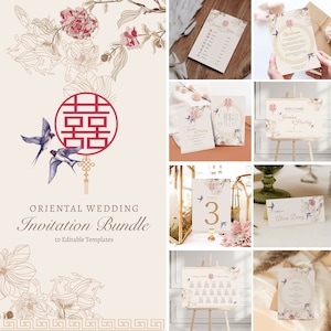 Asiatisches Hochzeitseinladungskarten-Bundle, chinesische Hochzeit doppeltes Glück ❤️❤️❤️❤️❤️❤️❤️❤️❤️❤️