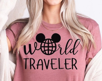 Maglietta World Traveler, Maglietta Epcot World Traveler, Maglietta Disney Epcot, Maglietta World Traveler Disney Epcot, Maglietta Epcot Disney, Maglietta da donna Epcot