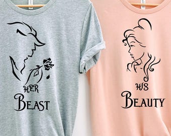 Her Beast His Beauty, Disney Couple Shirts, Beauty and the Beast Couple Shirts, Disney Honeymoon Shirts, Beauty and the Beast Shirts, Hubby